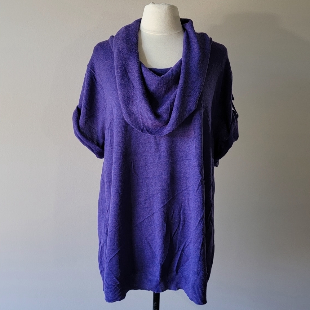 Lane Bryant Plus 22/24 Cowl Neck Ribbed Purple Light Sweater Knit
